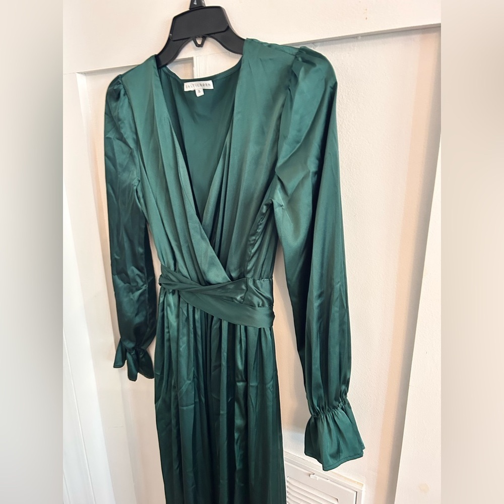Baltic Born Holly Satin Maxi Dress Emerald Green Small - Picture 5 of 9